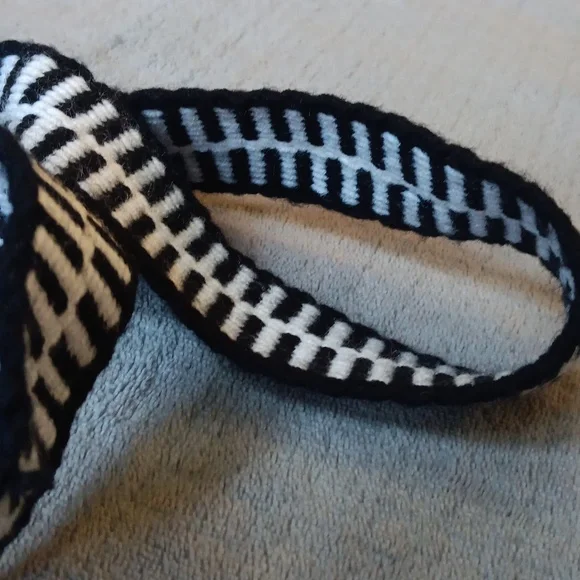 Woven Guatemalan Phoenix Crossbody Shoulder Bag, Black & White Boho - Picture 12 of 12